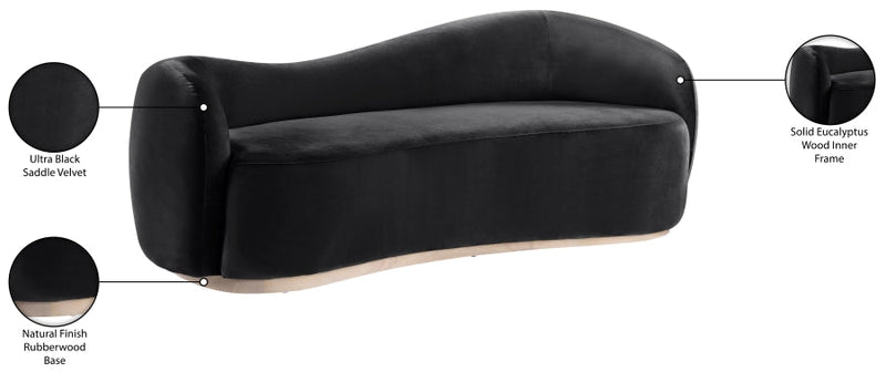 Gustavo 92.5" Velvet Upholstered Upholstered Sofa in Black - 44081Black-S