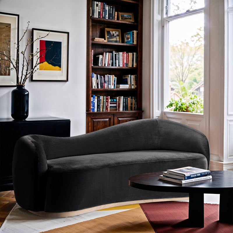 Gustavo 92.5" Velvet Upholstered Upholstered Sofa in Black - 44081Black-S