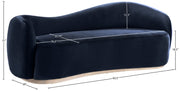 Gustavo 92.5" Velvet Upholstered Upholstered Sofa in Blue - 44081Navy-S