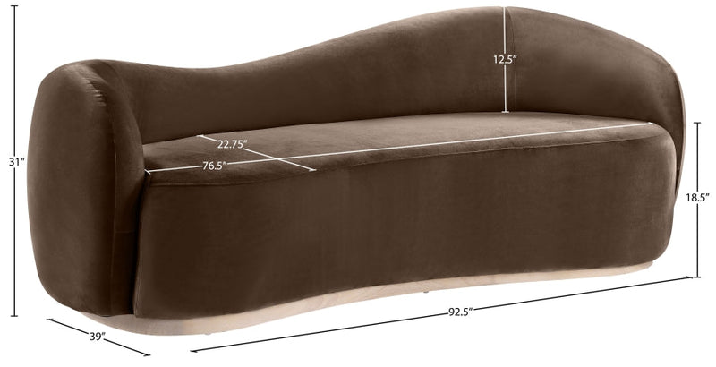 Gustavo 92.5" Velvet Upholstered Upholstered Sofa in Brown - 44081Brown-S