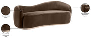 Gustavo 92.5" Velvet Upholstered Upholstered Sofa in Brown - 44081Brown-S