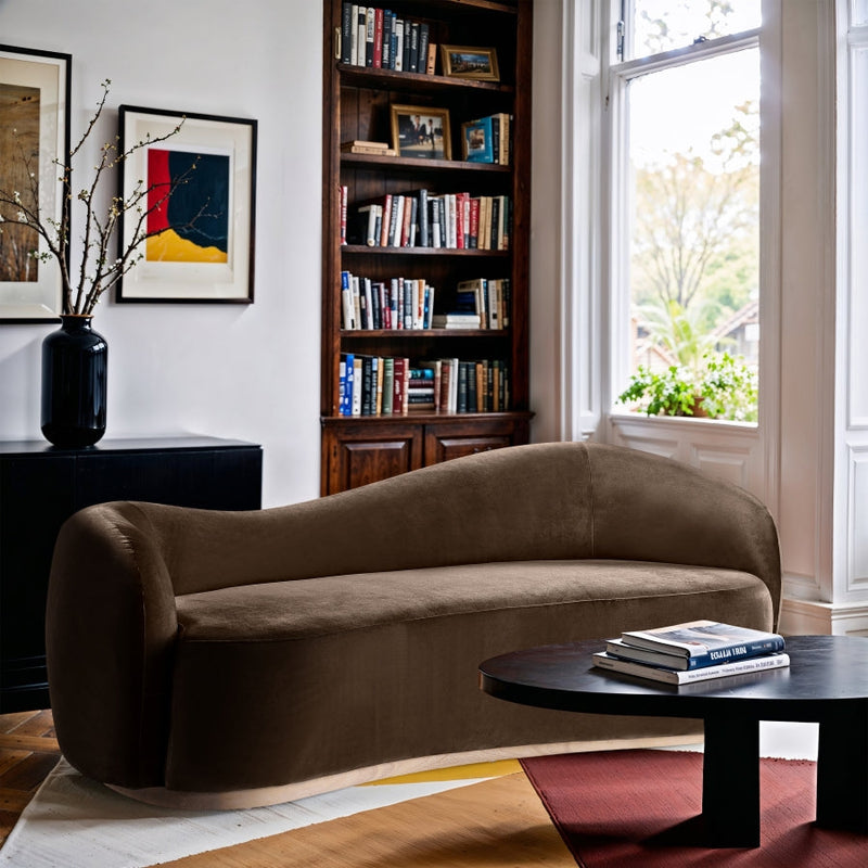 Gustavo 92.5" Velvet Upholstered Upholstered Sofa in Brown - 44081Brown-S