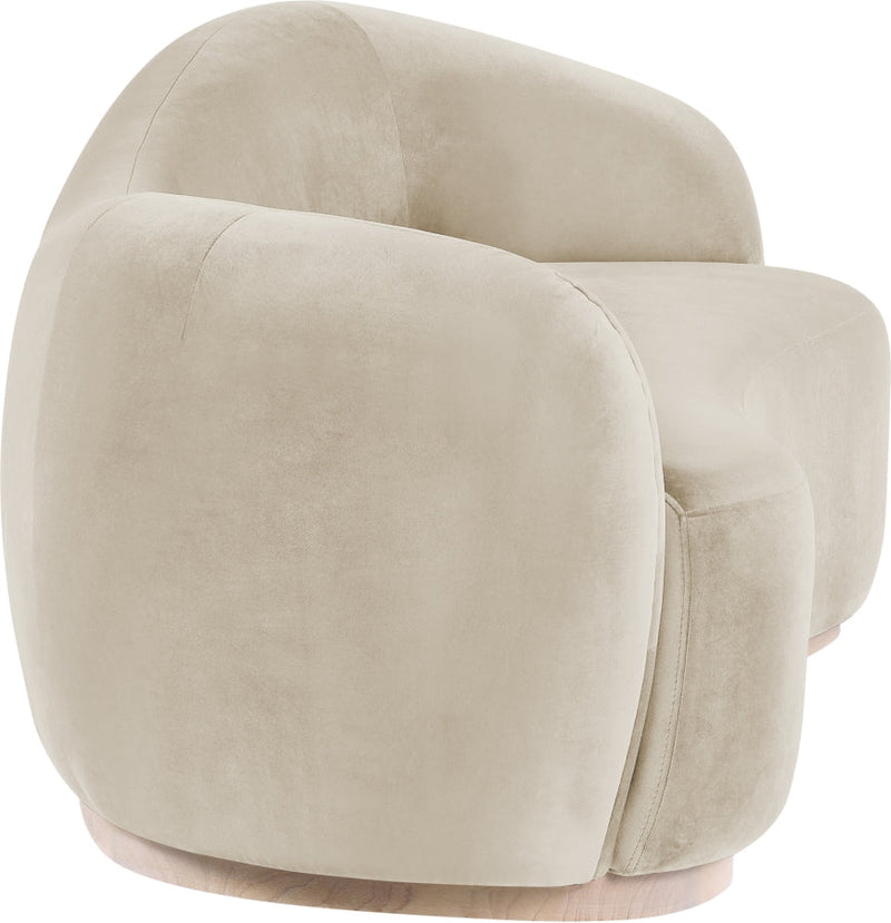 Gustavo 92.5" Velvet Upholstered Upholstered Sofa in Cream - 44081Cream-S