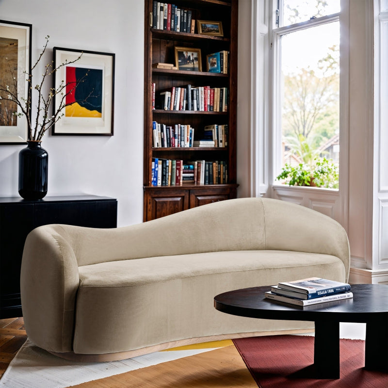 Gustavo 92.5" Velvet Upholstered Upholstered Sofa in Cream - 44081Cream-S