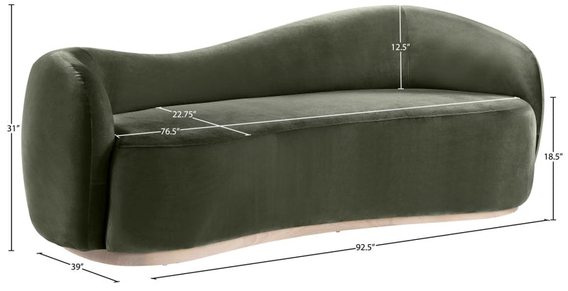 Gustavo 92.5" Velvet Upholstered Upholstered Sofa in Green - 44081Green-S