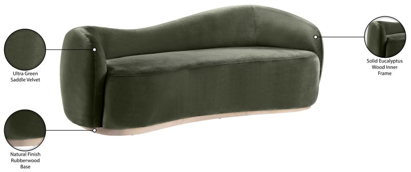 Gustavo 92.5" Velvet Upholstered Upholstered Sofa in Green - 44081Green-S