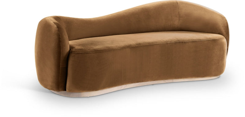 Gustavo 92.5" Velvet Upholstered Upholstered Sofa in Saddle - 44081Saddle-S