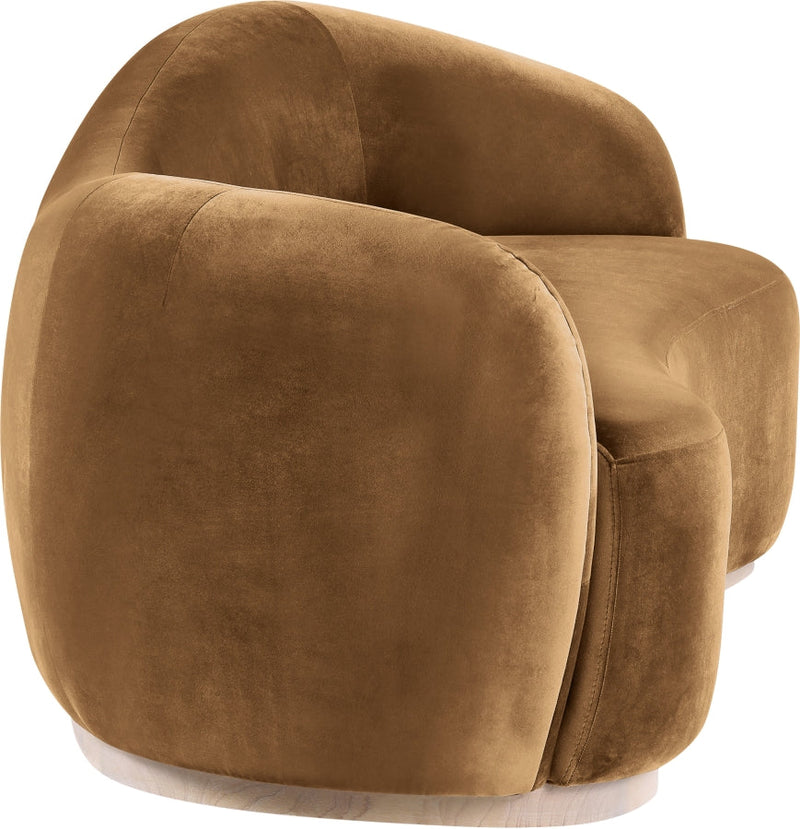 Gustavo 92.5" Velvet Upholstered Upholstered Sofa in Saddle - 44081Saddle-S