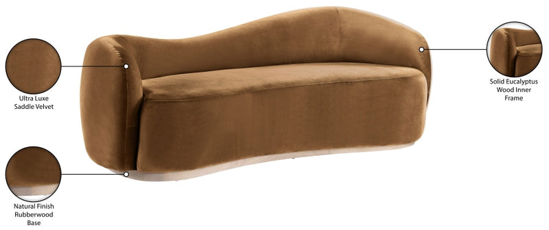 Gustavo 92.5" Velvet Upholstered Upholstered Sofa in Saddle - 44081Saddle-S
