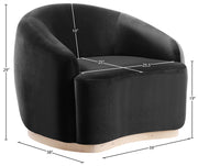 Gustavo Velvet Upholstered Accent Chair in Black - 44081Black-C