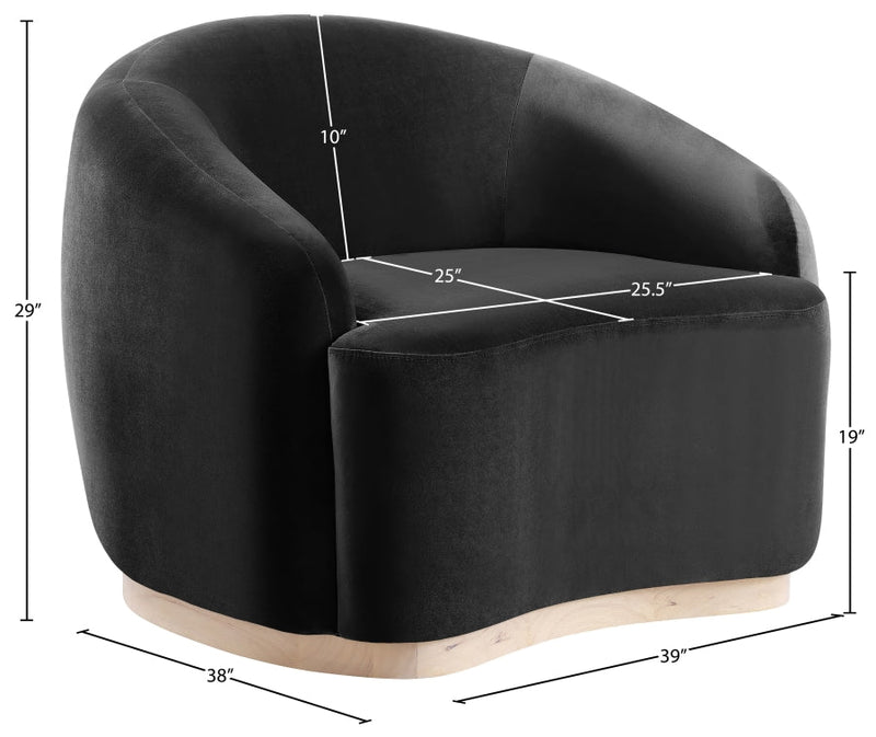 Gustavo Velvet Upholstered Accent Chair in Black - 44081Black-C