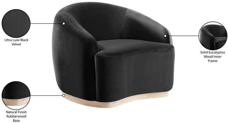 Gustavo Velvet Upholstered Accent Chair in Black - 44081Black-C