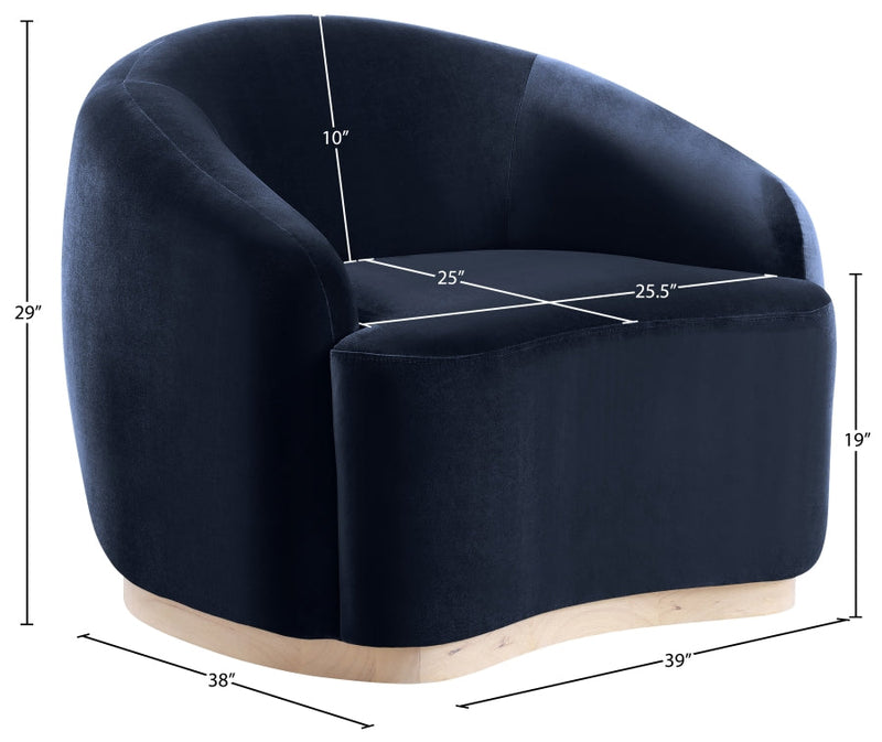 Gustavo Velvet Upholstered Accent Chair in Blue - 44081Navy-C