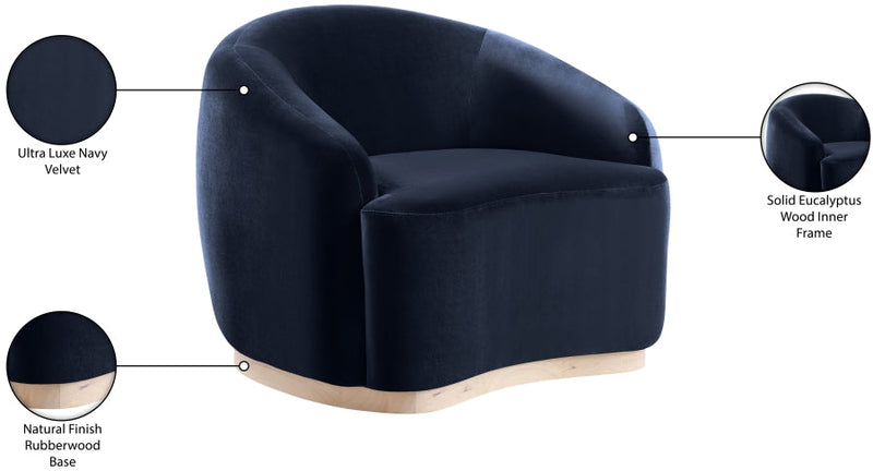 Gustavo Velvet Upholstered Accent Chair in Blue - 44081Navy-C