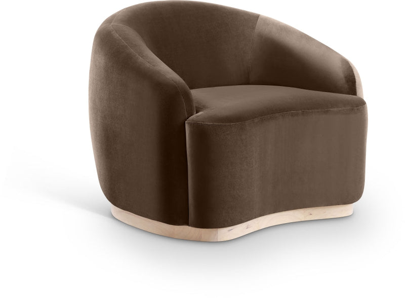 Gustavo Velvet Upholstered Accent Chair in Brown - 44081Brown-C