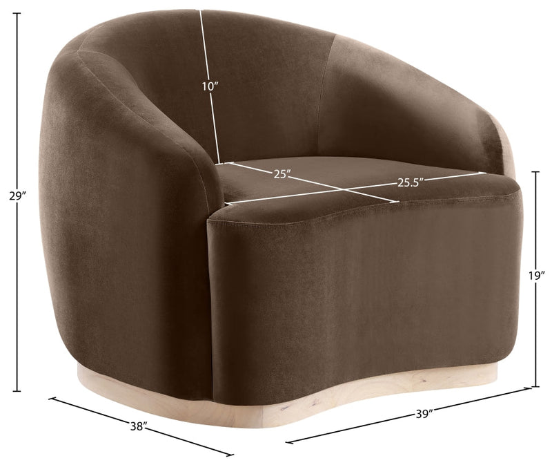 Gustavo Velvet Upholstered Accent Chair in Brown - 44081Brown-C