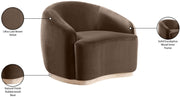 Gustavo Velvet Upholstered Accent Chair in Brown - 44081Brown-C