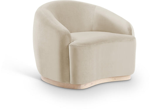 Gustavo Velvet Upholstered Accent Chair in Cream - 44081Cream-C