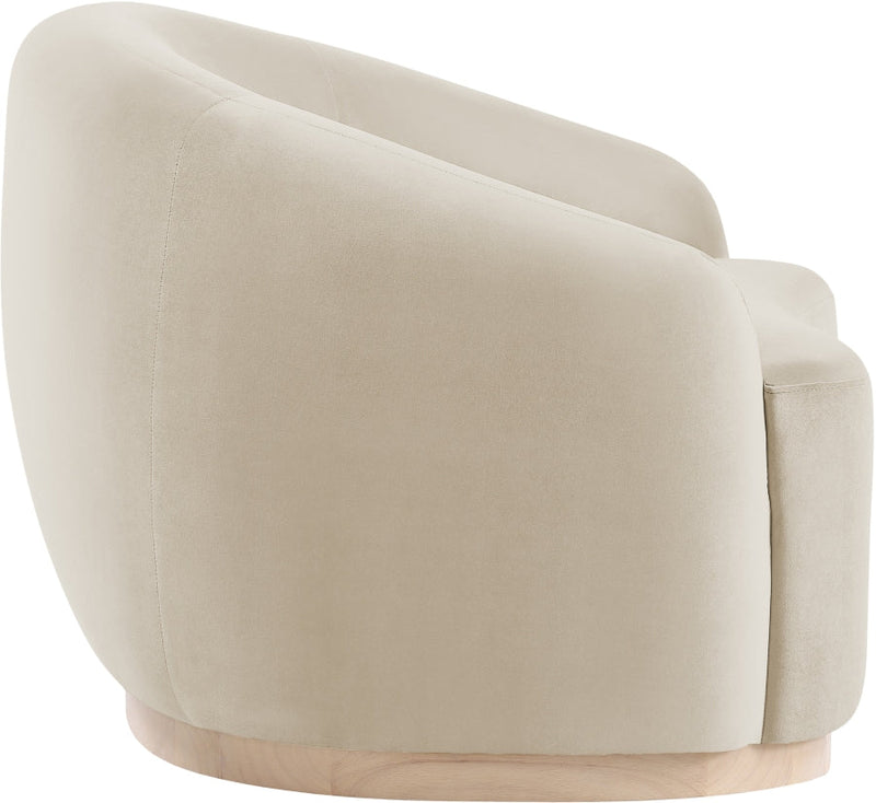 Gustavo Velvet Upholstered Accent Chair in Cream - 44081Cream-C
