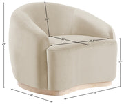 Gustavo Velvet Upholstered Accent Chair in Cream - 44081Cream-C
