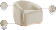 Gustavo Velvet Upholstered Accent Chair in Cream - 44081Cream-C