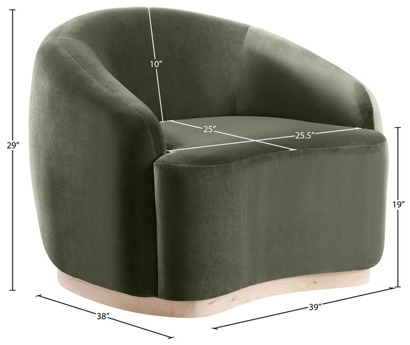 Gustavo Velvet Upholstered Accent Chair in Green - 44081Green-C