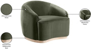 Gustavo Velvet Upholstered Accent Chair in Green - 44081Green-C