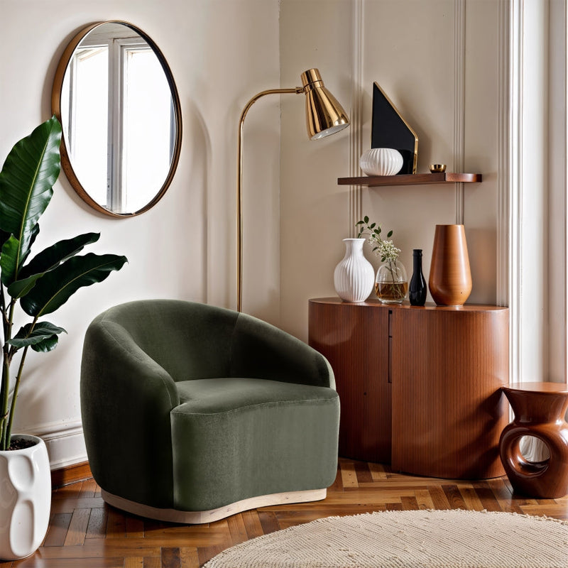 Gustavo Velvet Upholstered Accent Chair in Green - 44081Green-C