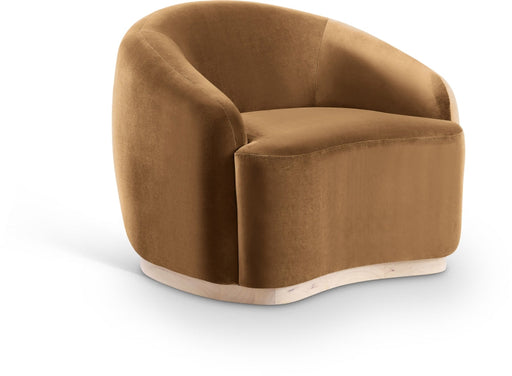 Gustavo Velvet Upholstered Accent Chair in Saddle - 44081Saddle-C