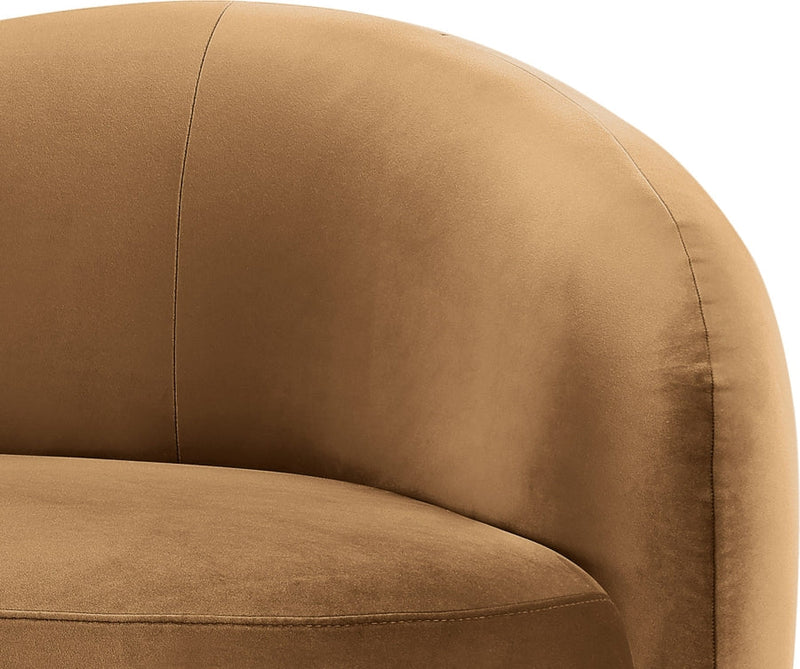 Gustavo Velvet Upholstered Accent Chair in Saddle - 44081Saddle-C