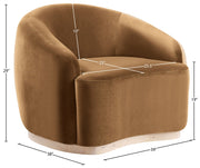 Gustavo Velvet Upholstered Accent Chair in Saddle - 44081Saddle-C