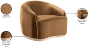 Gustavo Velvet Upholstered Accent Chair in Saddle - 44081Saddle-C