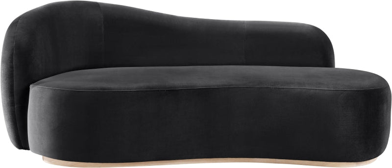 Gustavo Velvet Upholstered Chaise Lounge in Black - 44081Black-Chaise