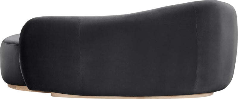 Gustavo Velvet Upholstered Chaise Lounge in Black - 44081Black-Chaise