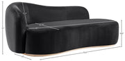 Gustavo Velvet Upholstered Chaise Lounge in Black - 44081Black-Chaise