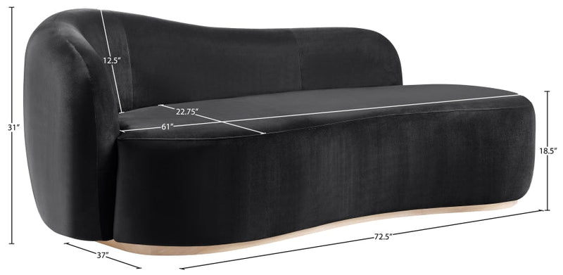 Gustavo Velvet Upholstered Chaise Lounge in Black - 44081Black-Chaise