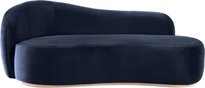 Gustavo Velvet Upholstered Chaise Lounge in Blue - 44081Navy-Chaise