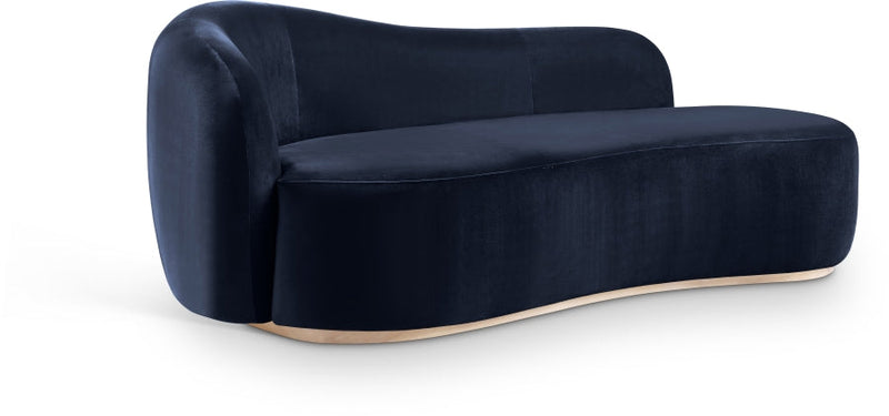 Gustavo Velvet Upholstered Chaise Lounge in Blue - 44081Navy-Chaise