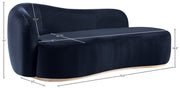 Gustavo Velvet Upholstered Chaise Lounge in Blue - 44081Navy-Chaise