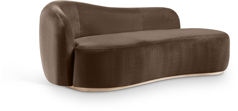 Gustavo Velvet Upholstered Chaise Lounge in Brown - 44081Brown-Chaise