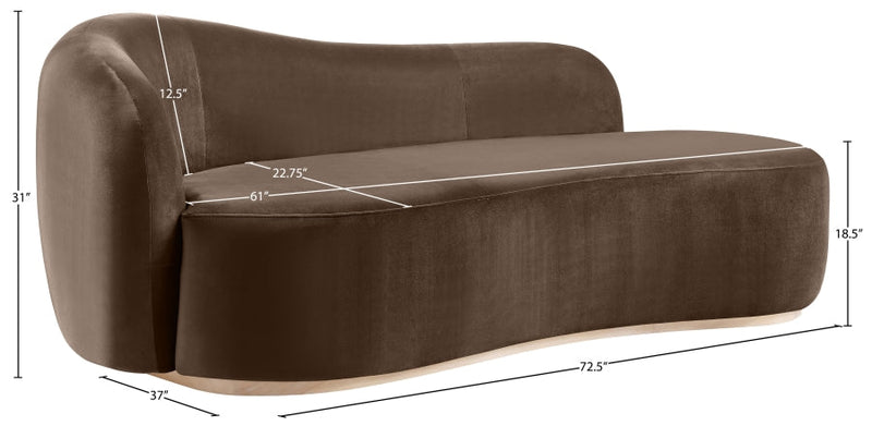 Gustavo Velvet Upholstered Chaise Lounge in Brown - 44081Brown-Chaise