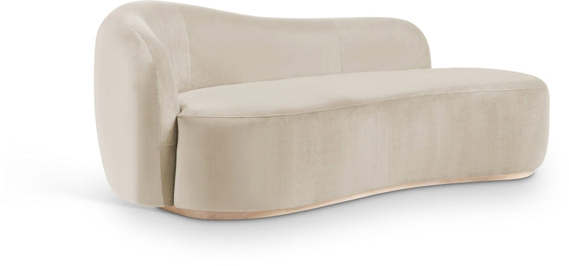 Gustavo Velvet Upholstered Chaise Lounge in Cream - 44081Cream-Chaise