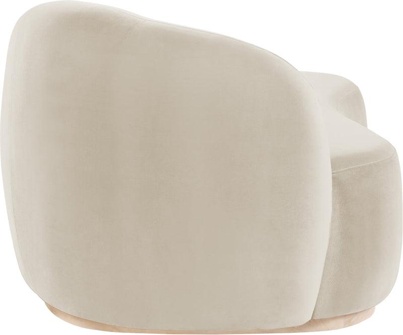Gustavo Velvet Upholstered Chaise Lounge in Cream - 44081Cream-Chaise