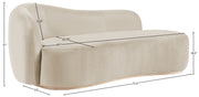 Gustavo Velvet Upholstered Chaise Lounge in Cream - 44081Cream-Chaise