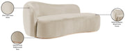 Gustavo Velvet Upholstered Chaise Lounge in Cream - 44081Cream-Chaise