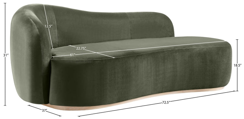 Gustavo Velvet Upholstered Chaise Lounge in Green - 44081Green-Chaise