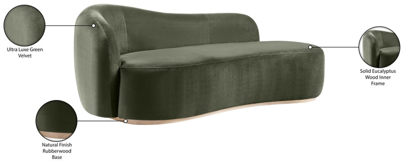 Gustavo Velvet Upholstered Chaise Lounge in Green - 44081Green-Chaise