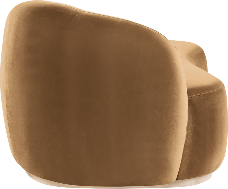 Gustavo Velvet Upholstered Chaise Lounge in Saddle - 44081Saddle-Chaise