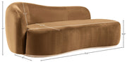 Gustavo Velvet Upholstered Chaise Lounge in Saddle - 44081Saddle-Chaise