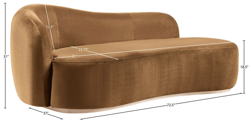 Gustavo Velvet Upholstered Chaise Lounge in Saddle - 44081Saddle-Chaise